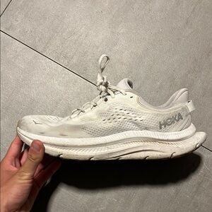 Hoka White Athletic Shoes with Maximalist Cushioning